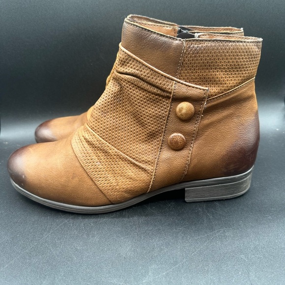Miz Mooz Leather Ankle Boots Sallie Hazelnut 41 Wide - Picture 1 of 7